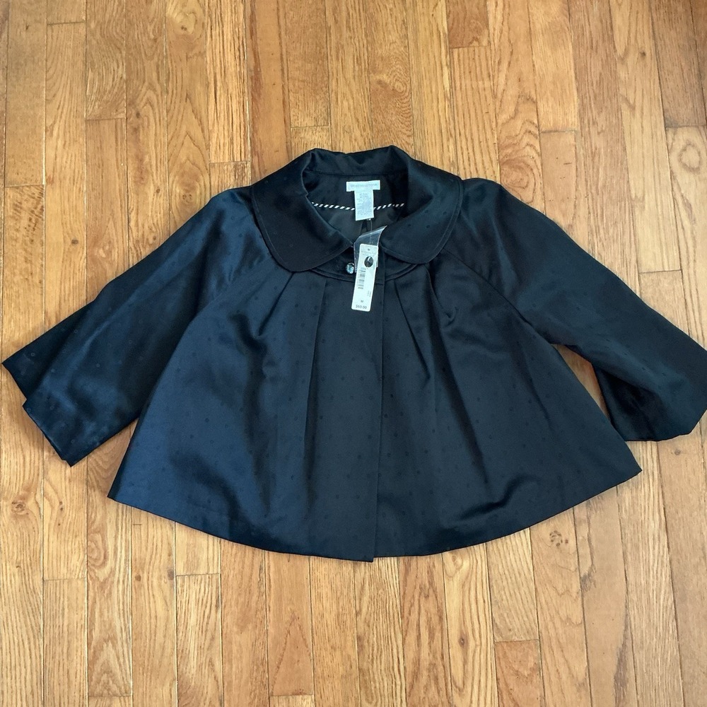 Worthington Cape Retro Pleated 4-Button Coat Jacket 3/4 Sleeve Cape Style M NWT